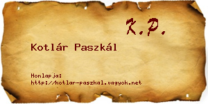 Kotlár Paszkál névjegykártya